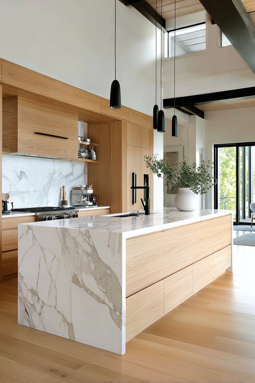 Contemporary Oak Kitchen with Handleless Minimalism