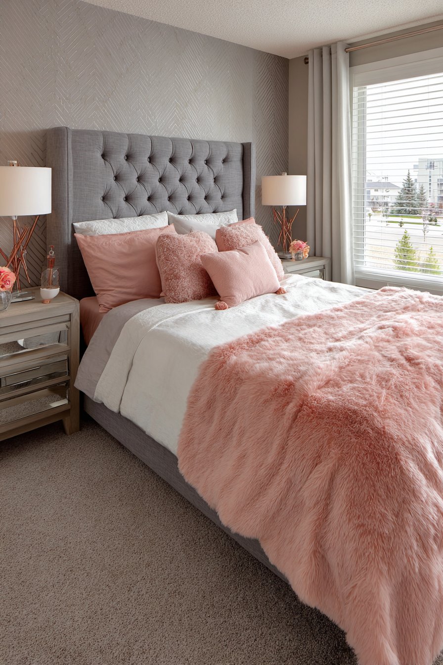 Statement Wall Drama with Geometric Rose Gold Patterns