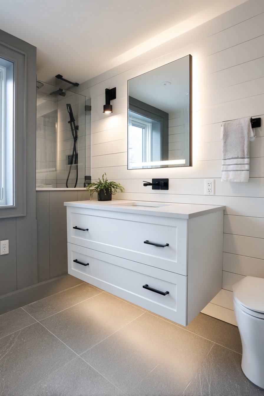 CONTEMPORARY TWO-TONE SHIPLAP BATHROOM