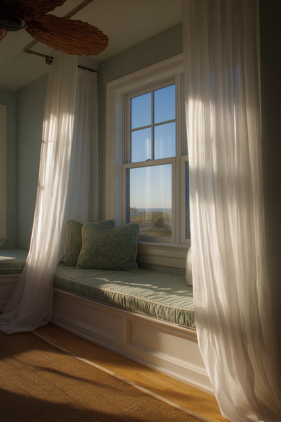 Ethereal Window Wall with Flowing Curtains