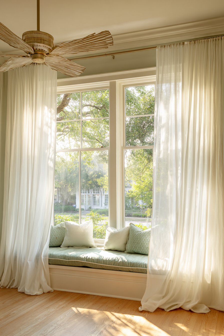 Ethereal Window Wall with Flowing Curtains