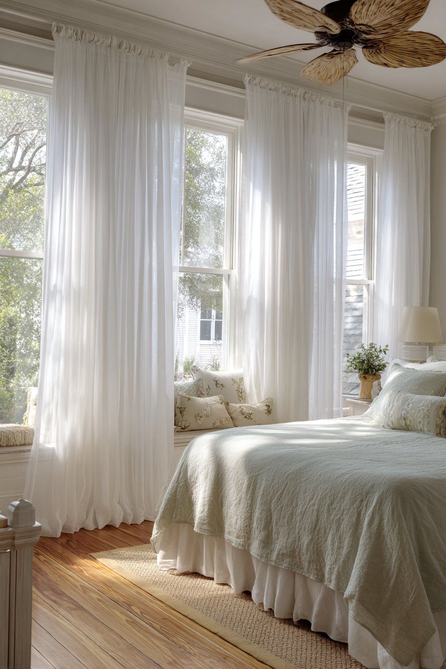 Ethereal Window Wall with Flowing Curtains
