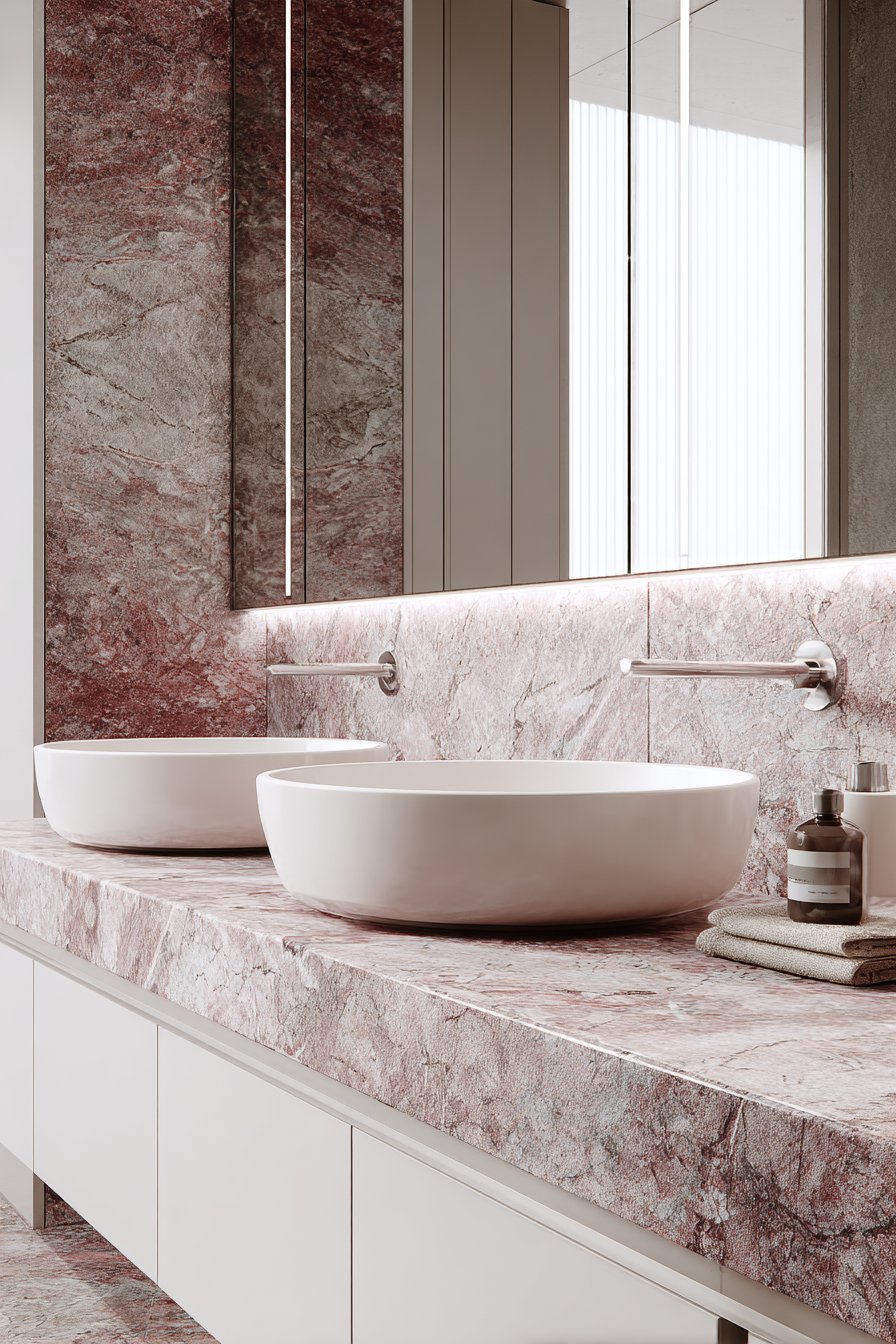 Luxe Double Vanity with Terracotta Quartzite Countertop