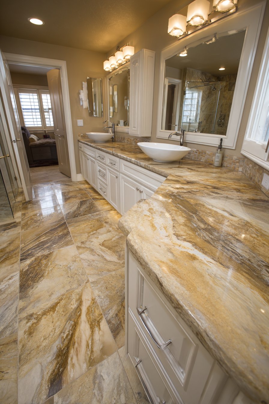 Luxe Double Vanity with Terracotta Quartzite Countertop