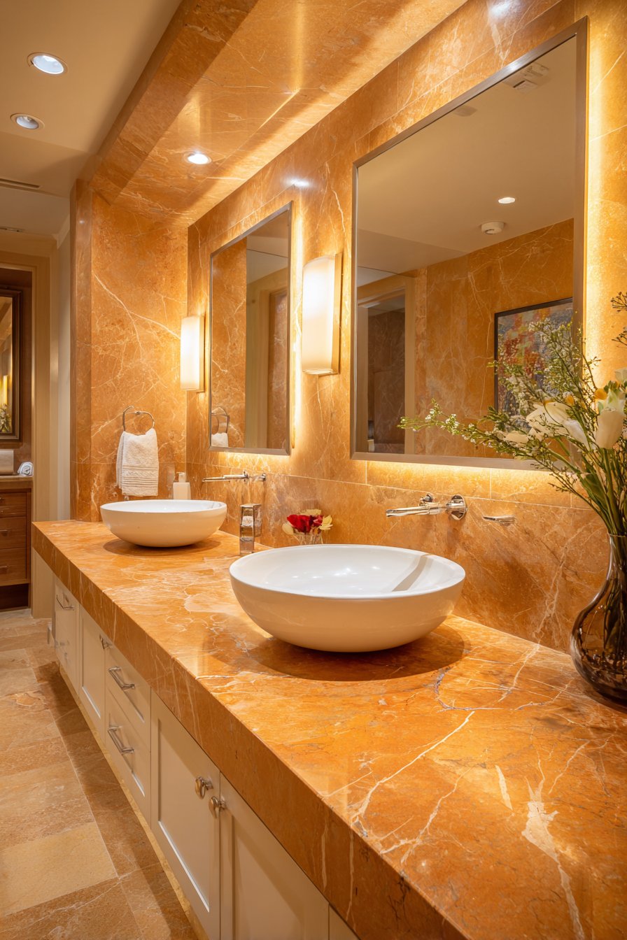 Luxe Double Vanity with Terracotta Quartzite Countertop
