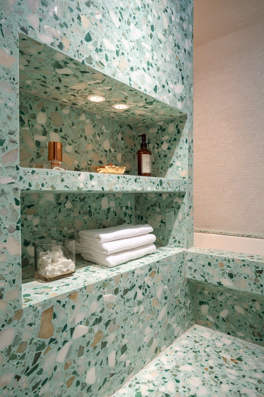 Sage Green Terrazzo Niche with Functional Storage