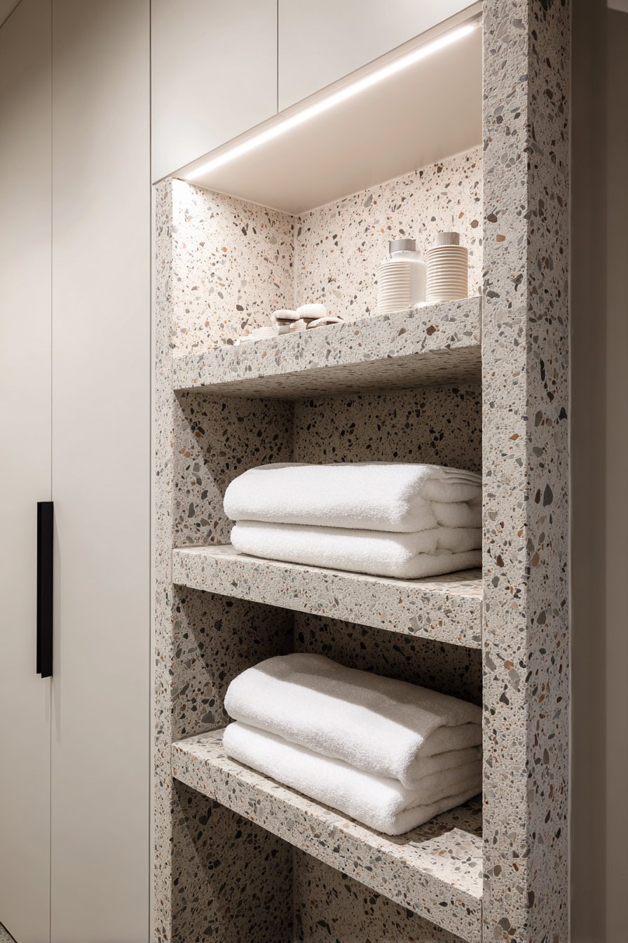 Sage Green Terrazzo Niche with Functional Storage