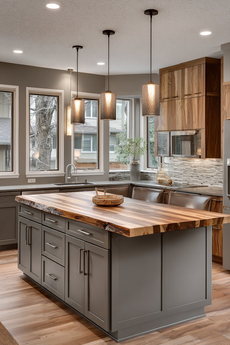 Compact Wooden Kitchen with Vertical Efficiency