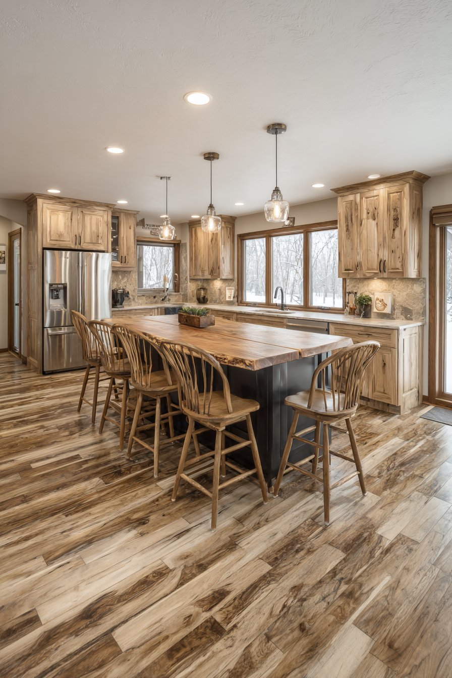 Compact Wooden Kitchen with Vertical Efficiency
