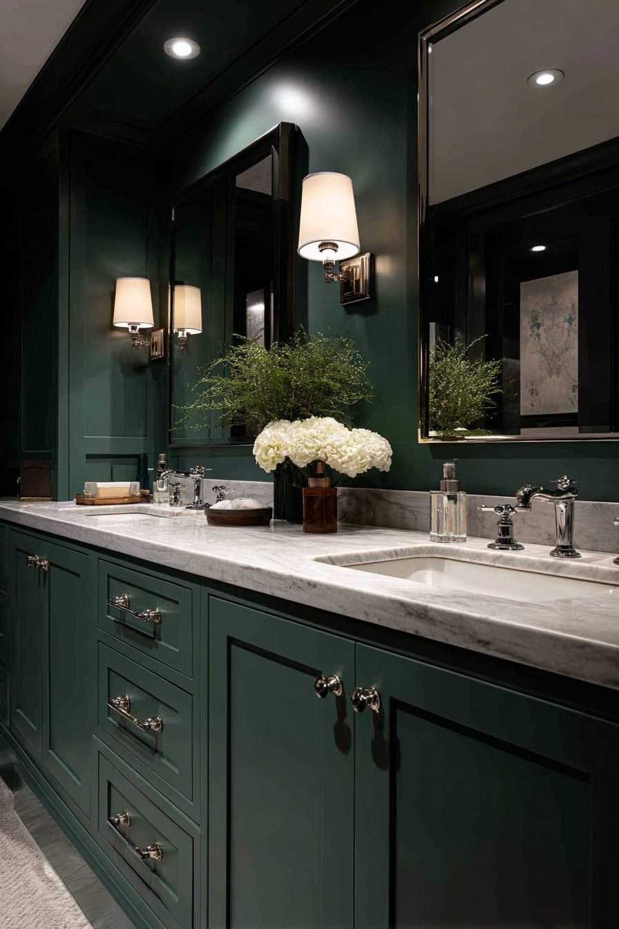 Sophisticated Teal Green Double Vanity Solution