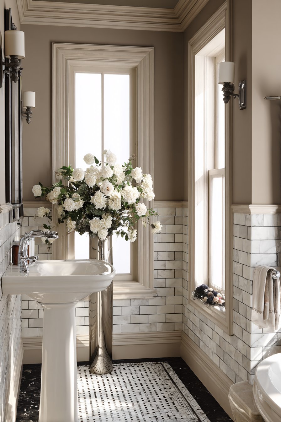 Beadboard Wainscoting with Stripe Wallpaper