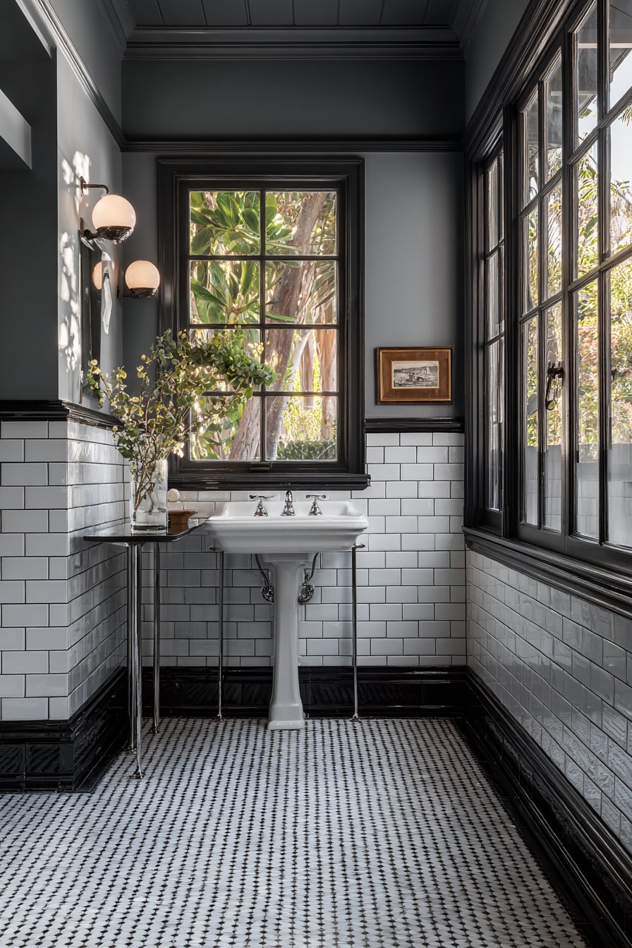 Beadboard Wainscoting with Stripe Wallpaper