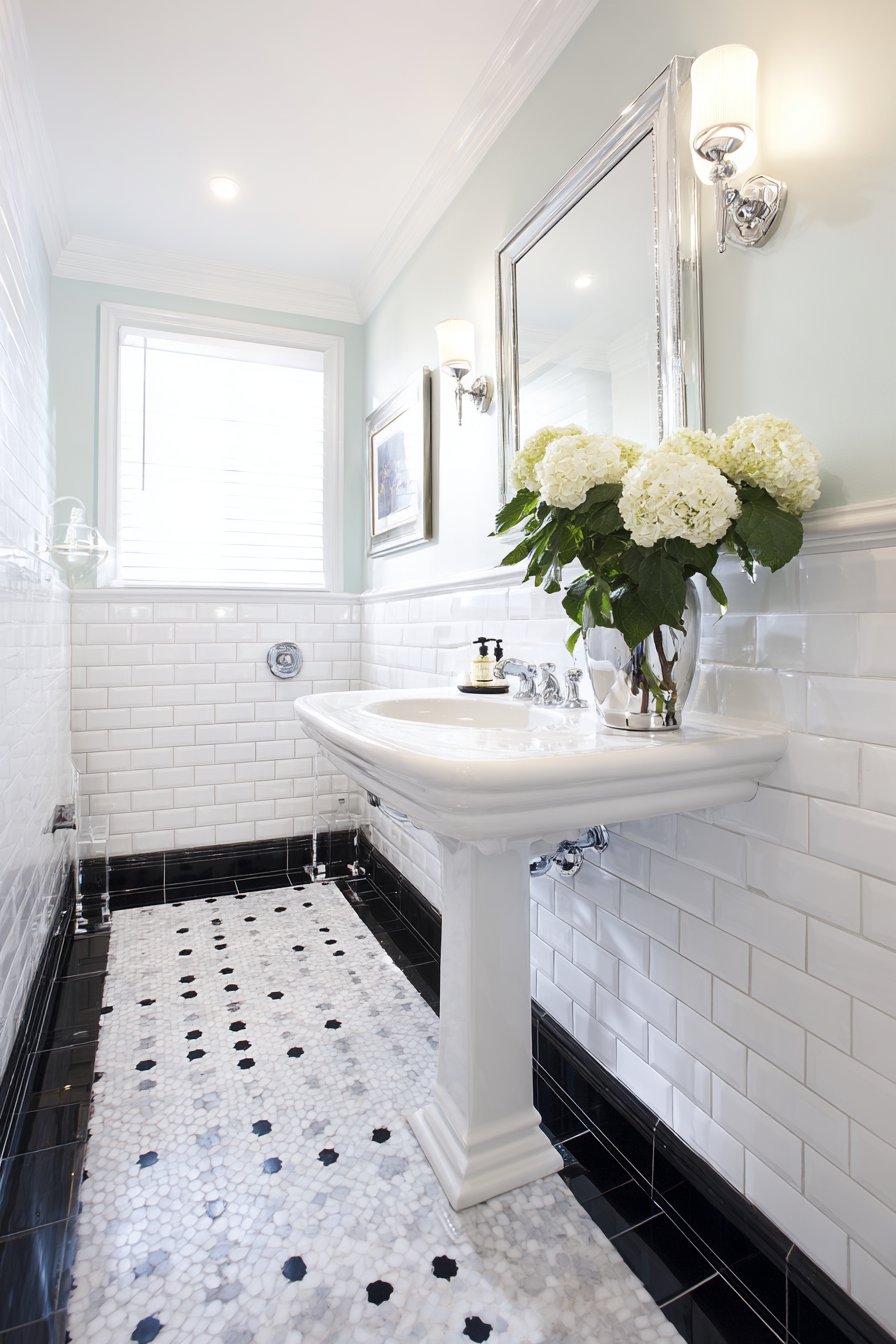 Beadboard Wainscoting with Stripe Wallpaper