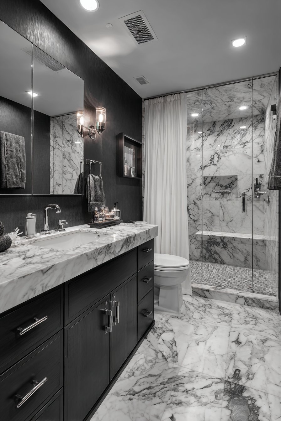 Luxurious Charcoal and Marble Drama