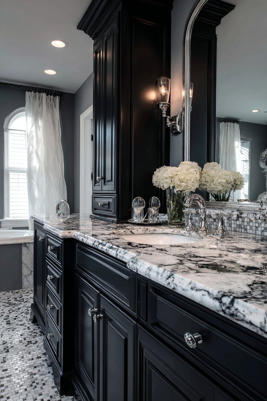 Luxurious Charcoal and Marble Drama