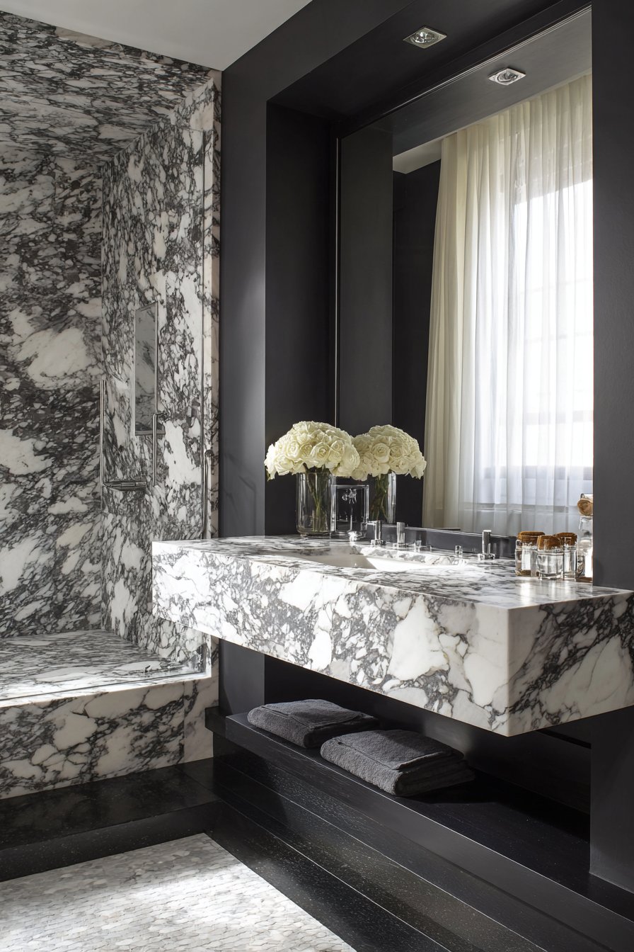 Luxurious Charcoal and Marble Drama