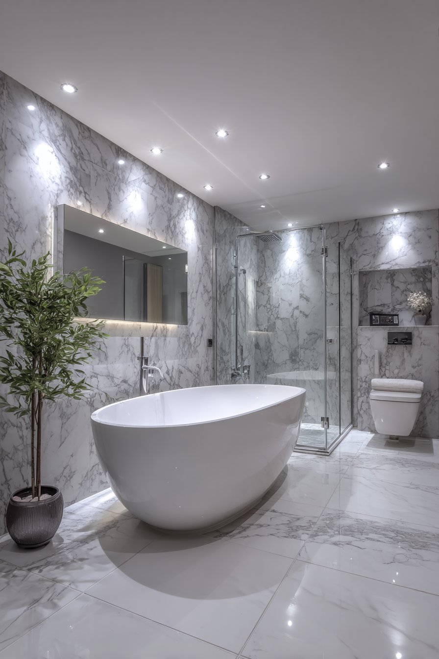 Luxurious Marble-Effect Porcelain Sophistication
