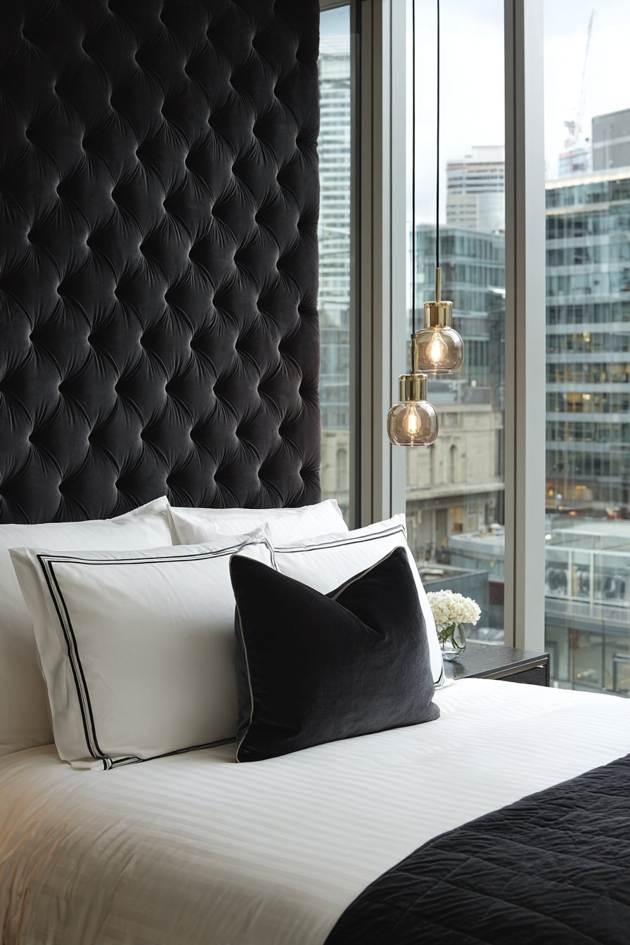 Luxurious Black Tufted Velvet Wall Panels