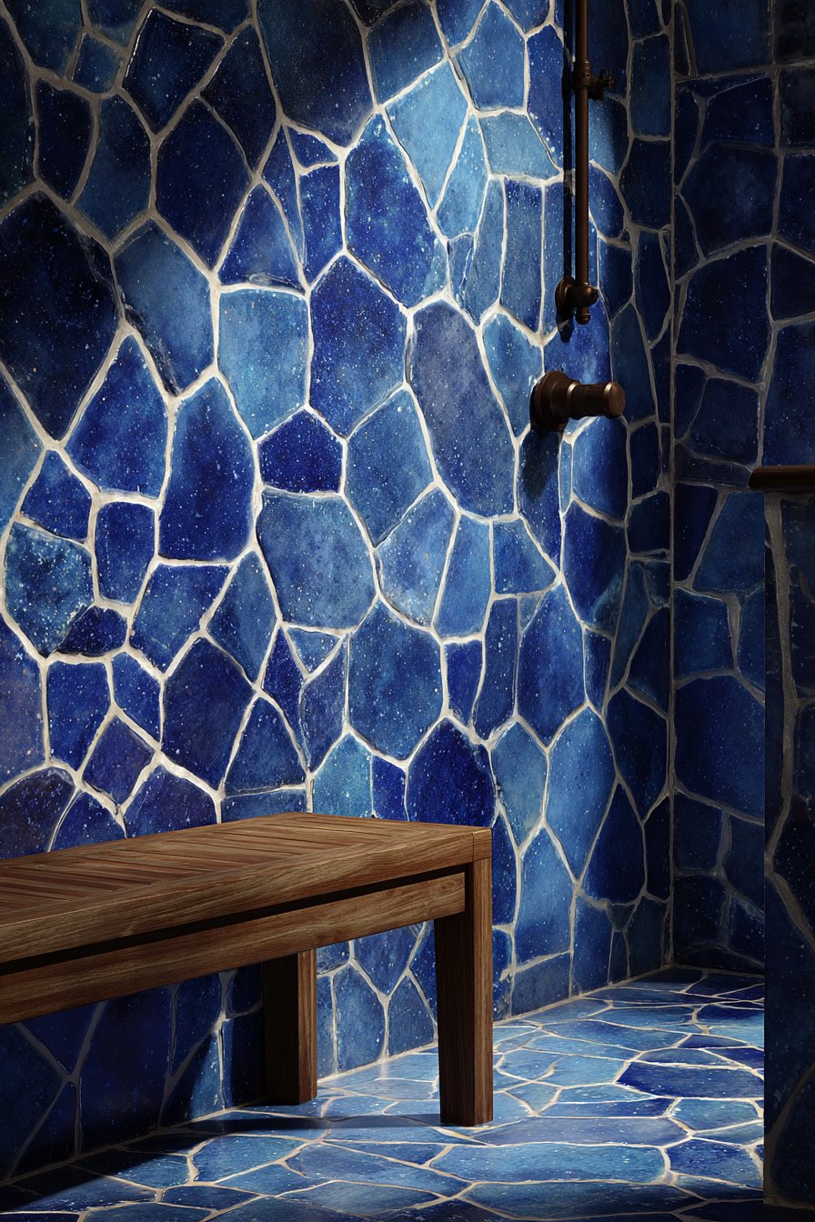 Artisanal Navy Zellige Texture