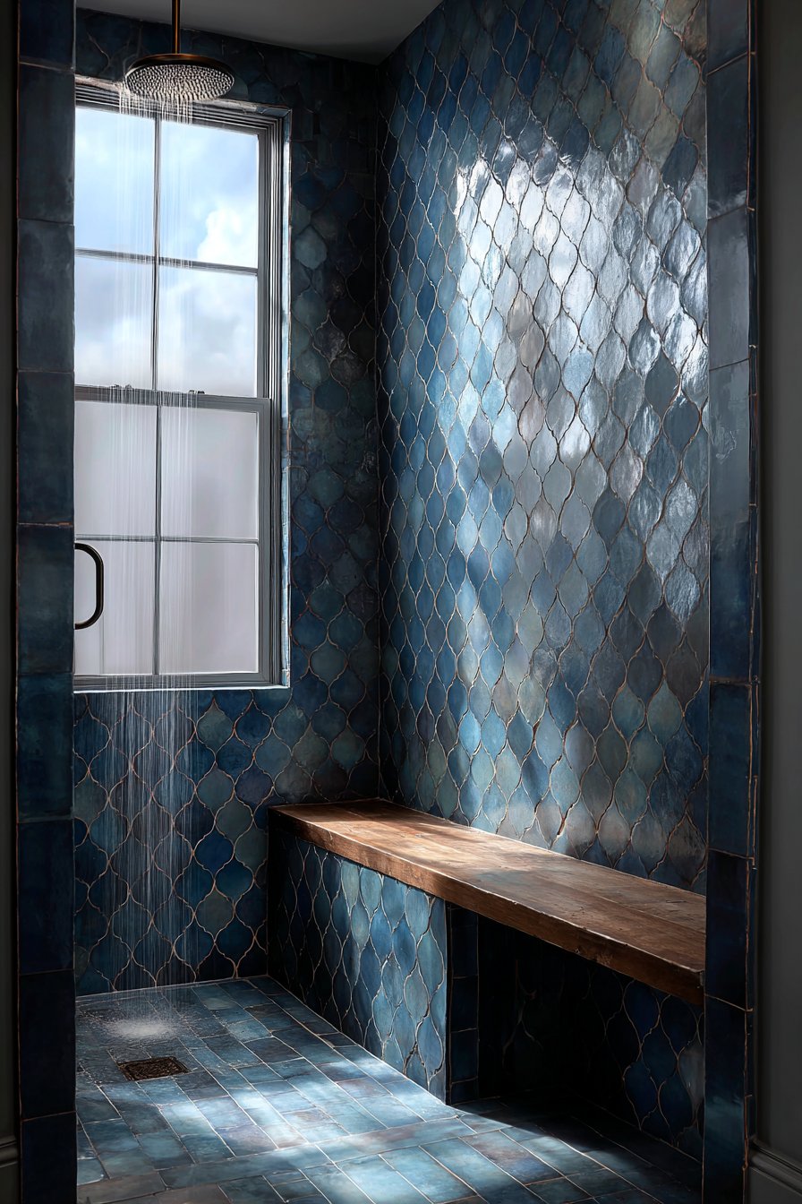 Artisanal Navy Zellige Texture