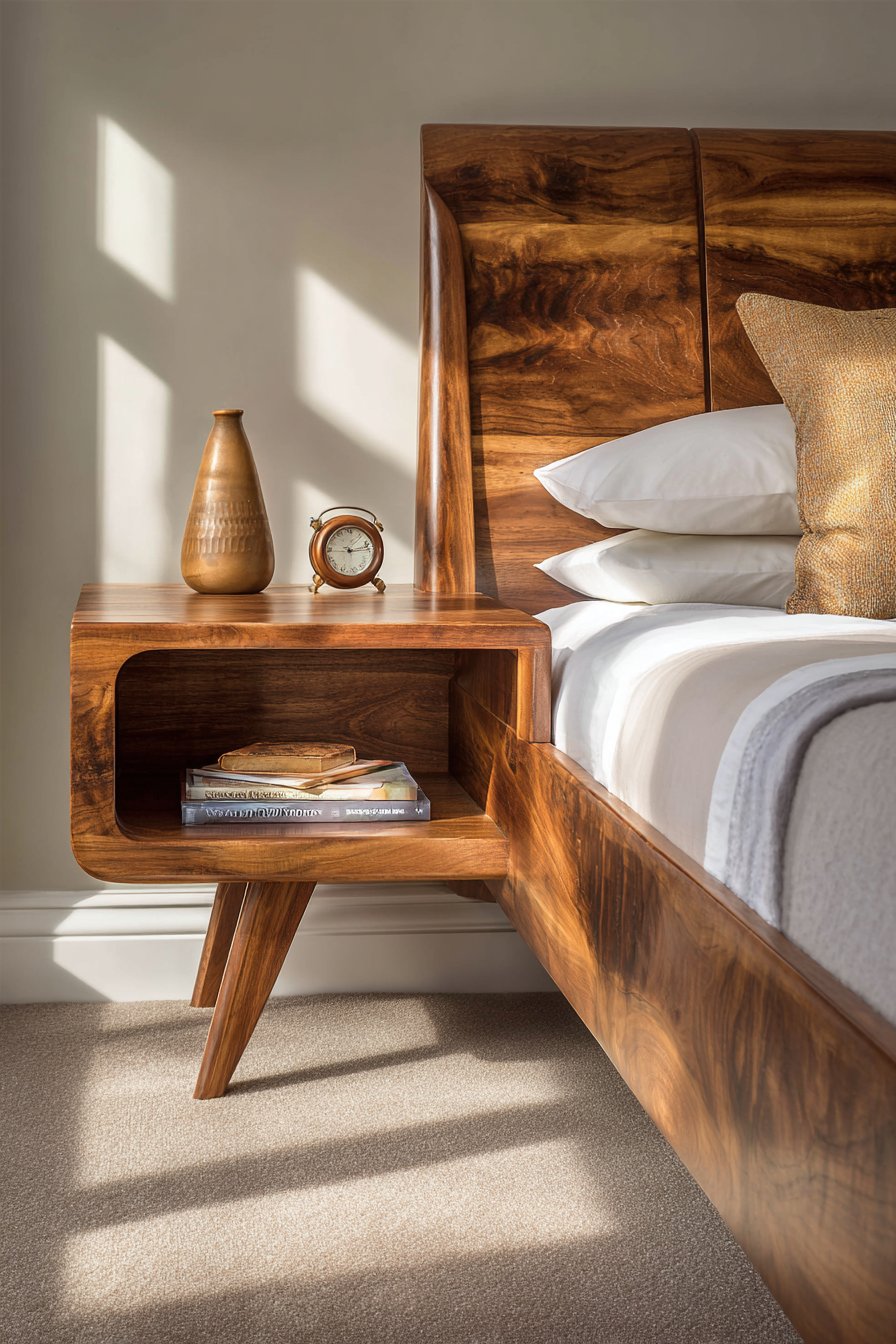 Mid-Century Modern Elegance with Teak Floating Shelves