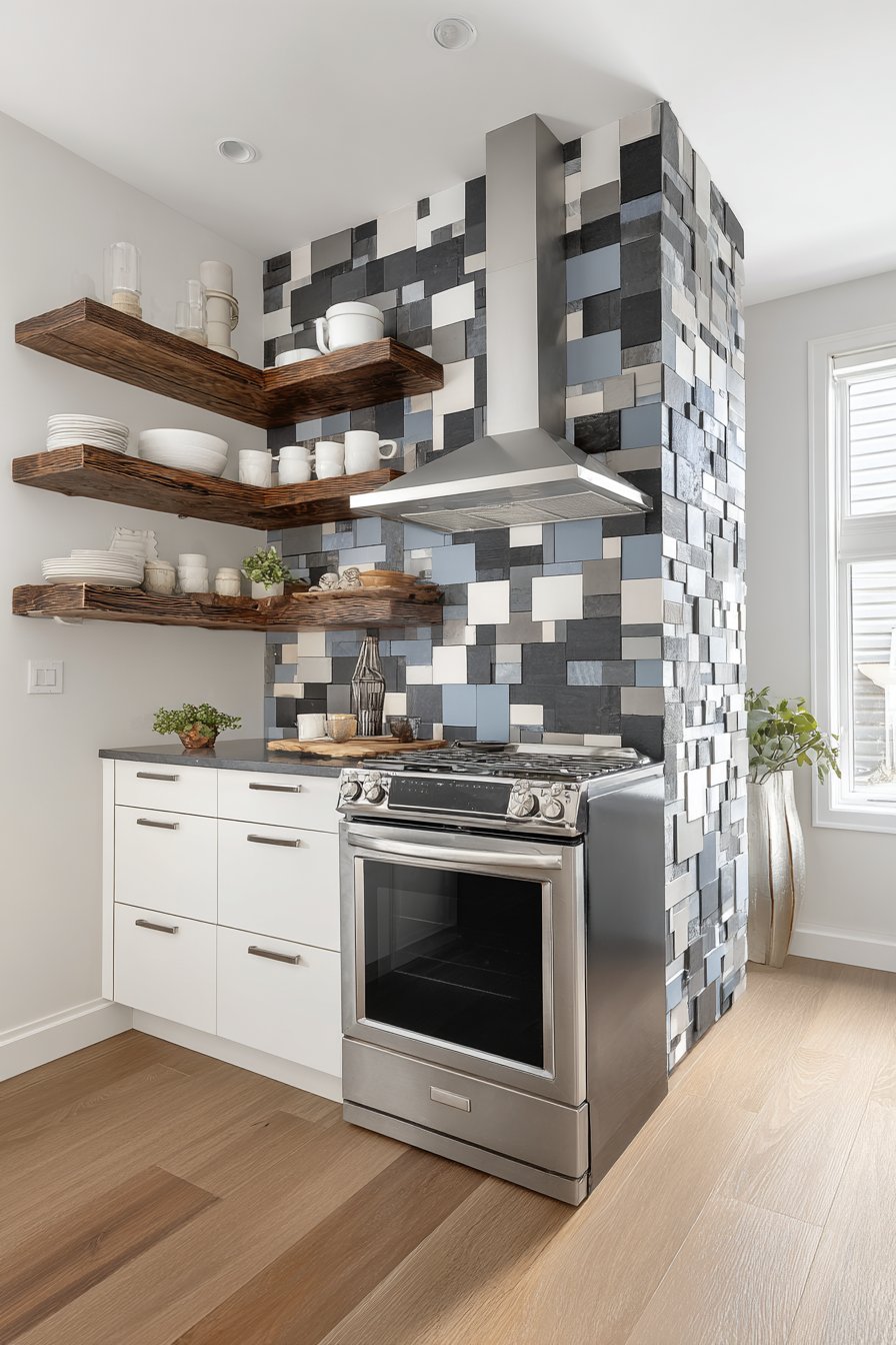 Modern Geometric Tile Feature Wall