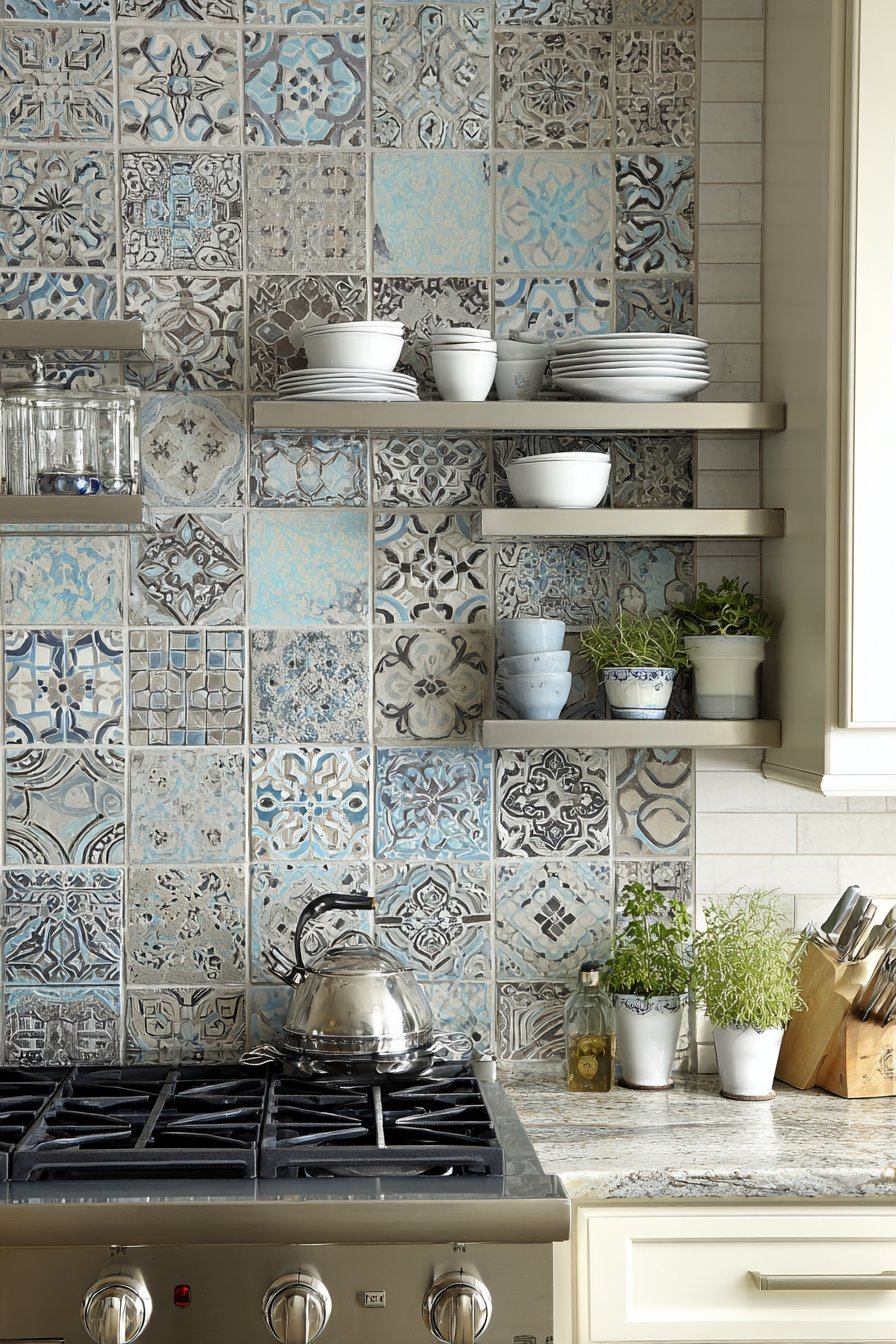 Modern Geometric Tile Feature Wall
