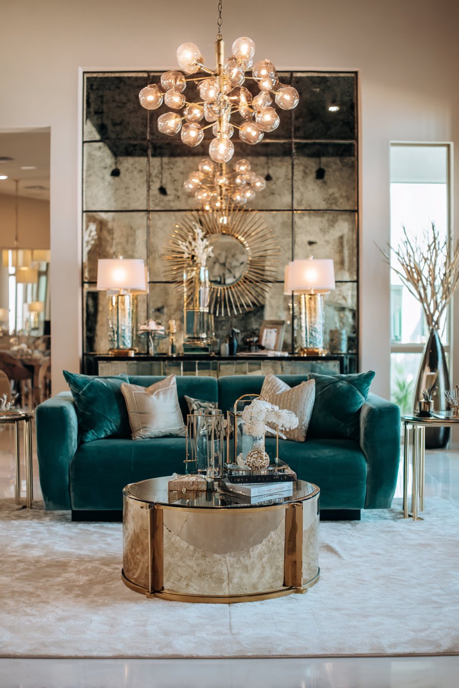 Glamorous Antiqued Mirror Tile Wall