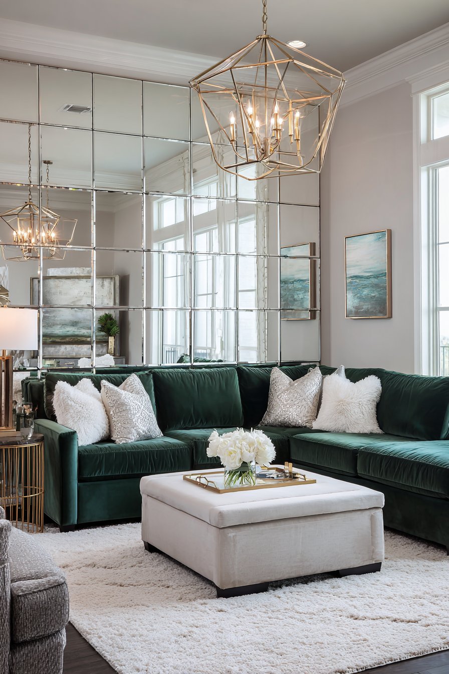 Glamorous Antiqued Mirror Tile Wall