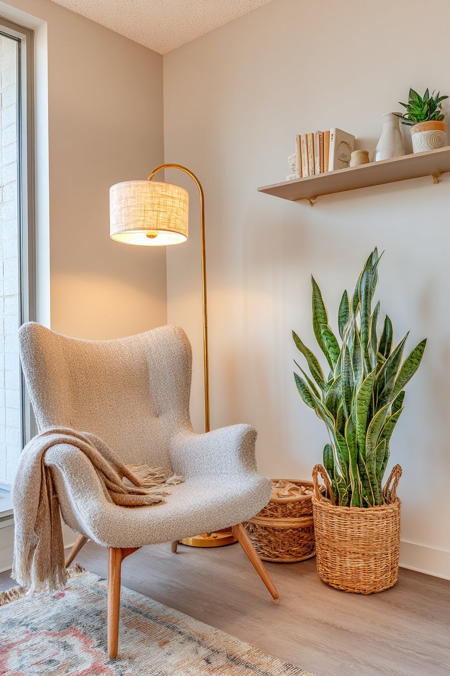Cozy Reading Nook with Layered Vintage Rugs