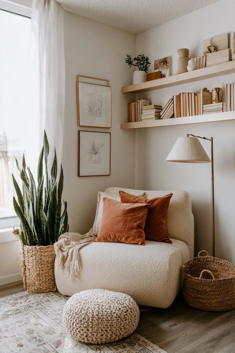 Cozy Reading Nook with Layered Vintage Rugs
