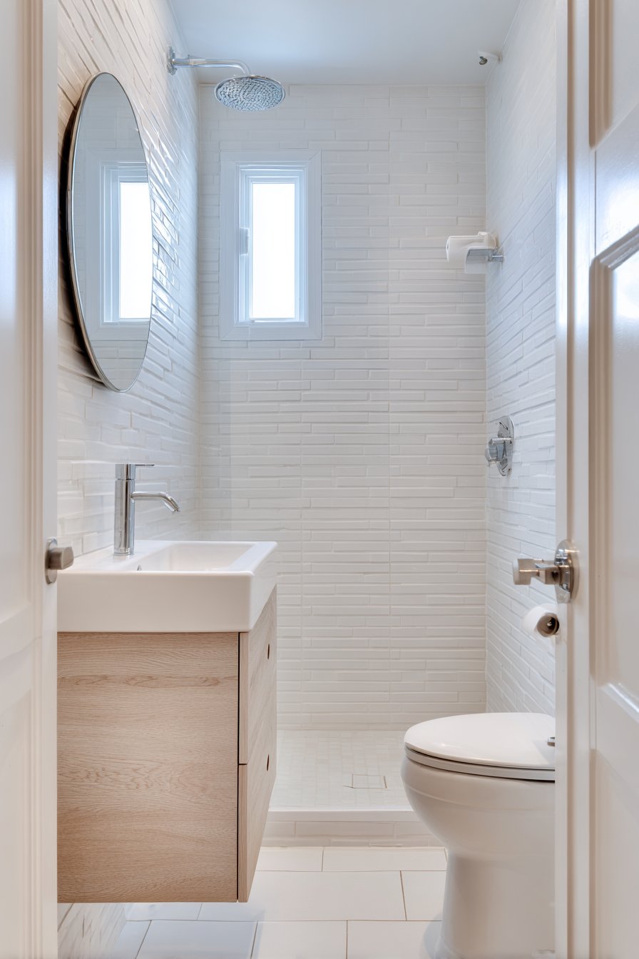 Practical Small Scandinavian Bathroom Maximizing Space