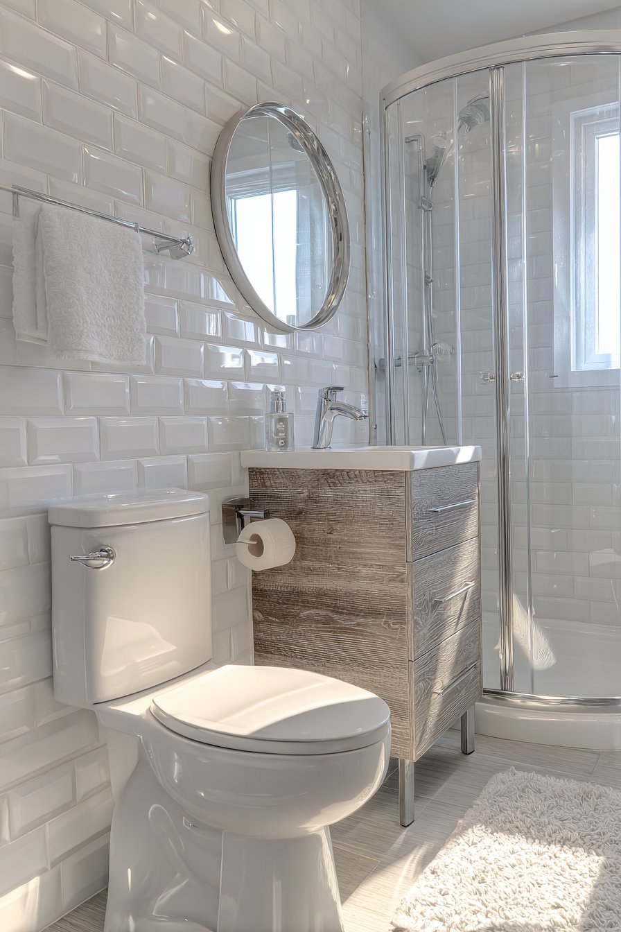 Practical Small Scandinavian Bathroom Maximizing Space