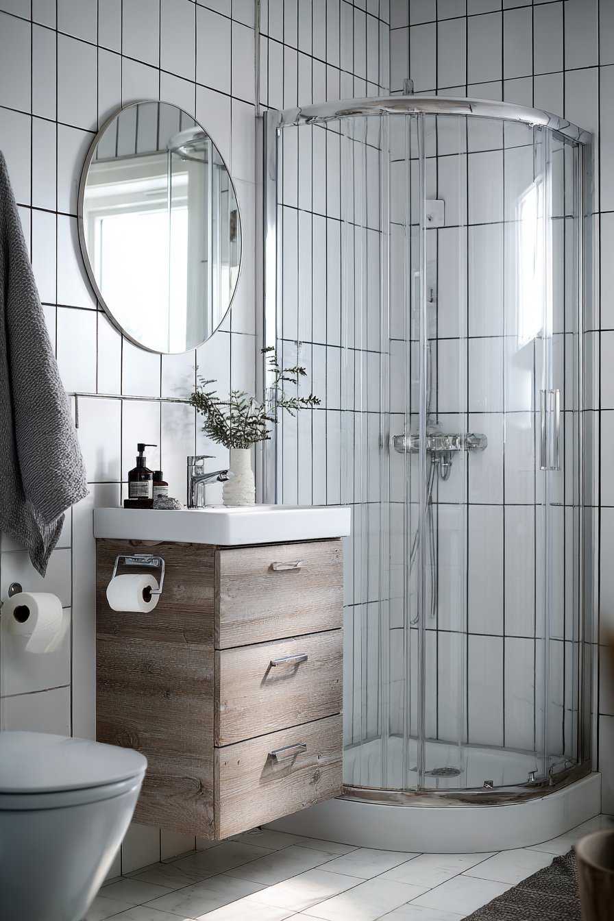 Practical Small Scandinavian Bathroom Maximizing Space