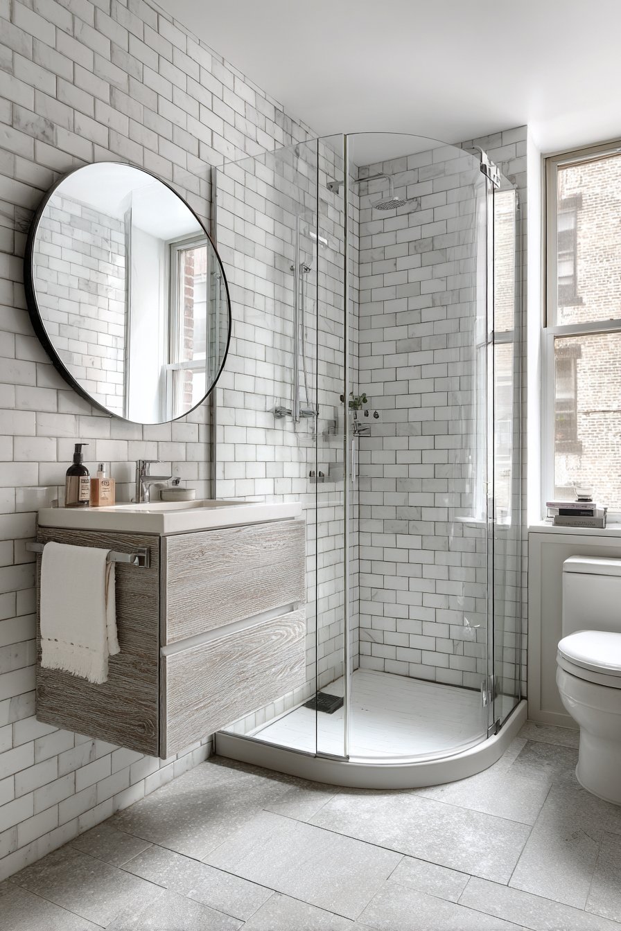 Practical Small Scandinavian Bathroom Maximizing Space