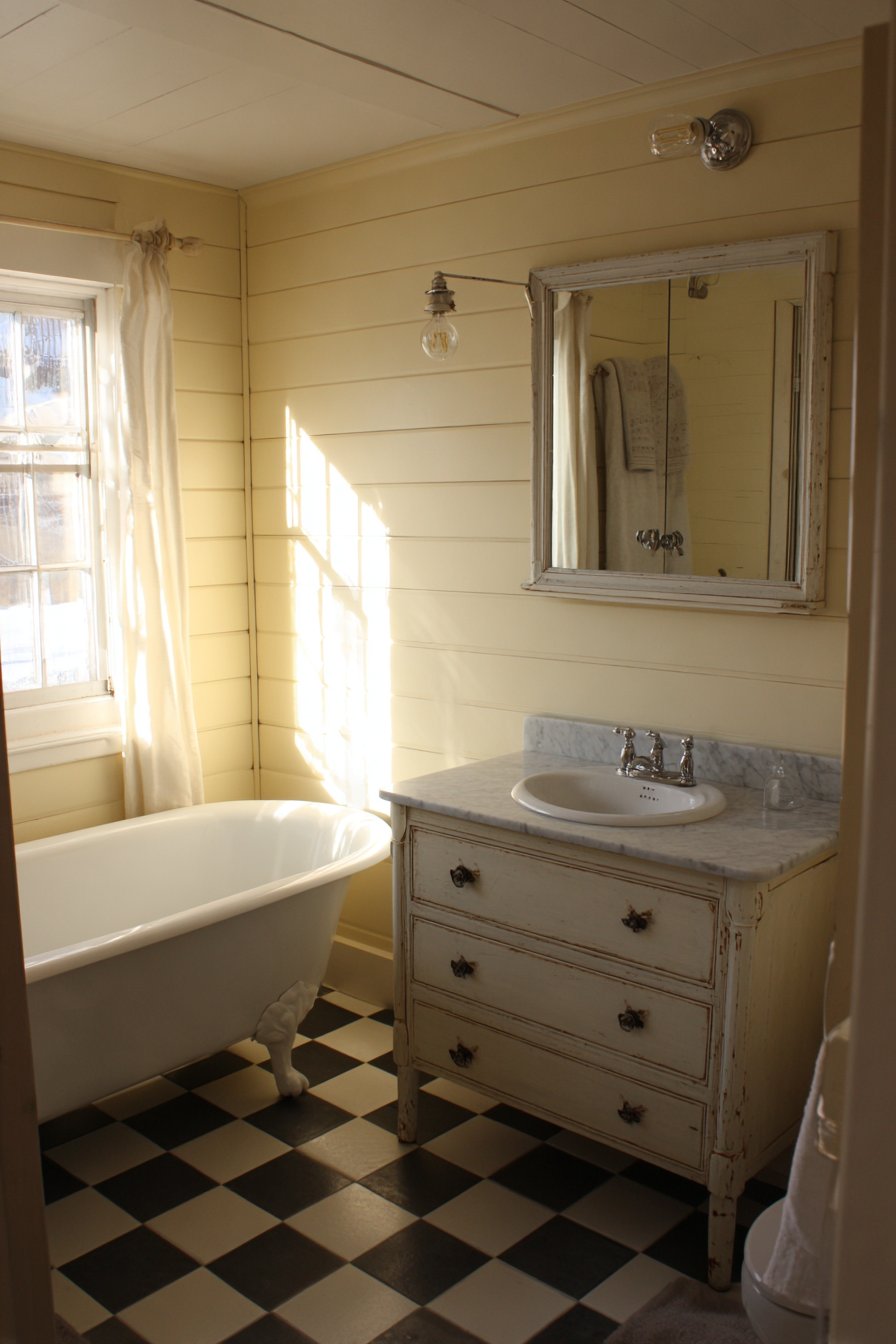 VINTAGE-INSPIRED CREAM SHIPLAP BATHROOM