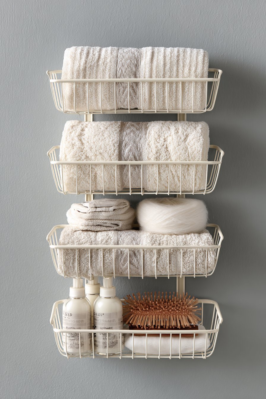 Tiered Wire Baskets for Accessible Wall Storage