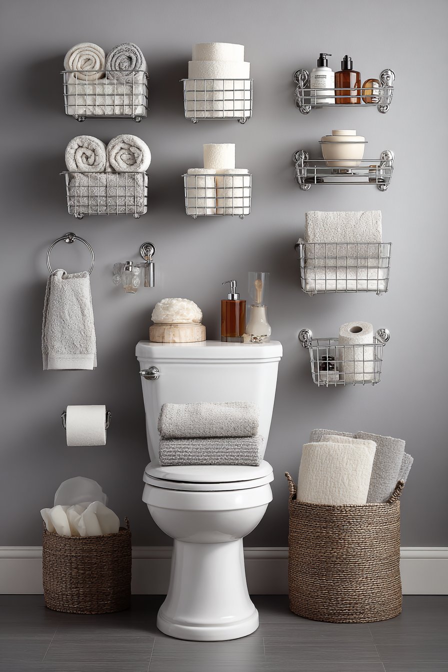 Tiered Wire Baskets for Accessible Wall Storage