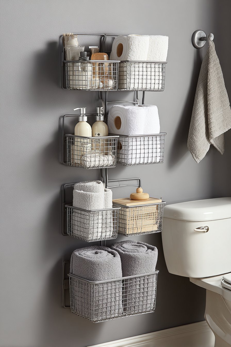 Tiered Wire Baskets for Accessible Wall Storage