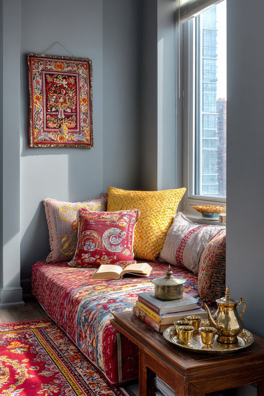 Cozy Floor Seating Reading Nook