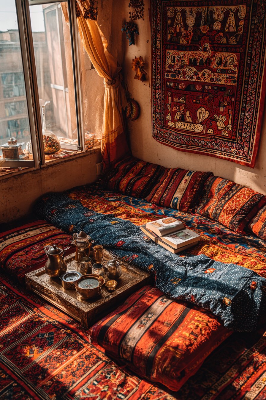 Cozy Floor Seating Reading Nook