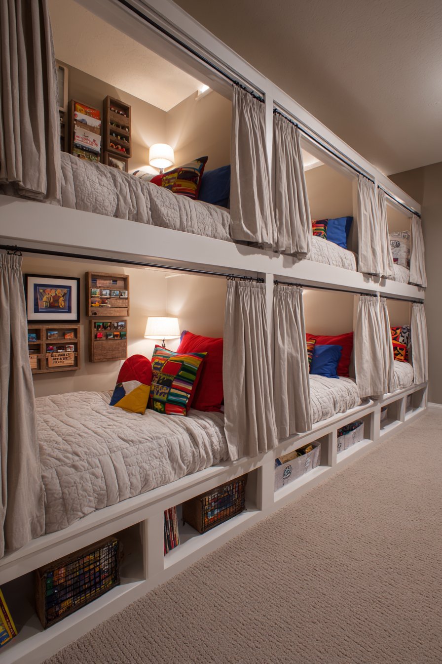 Shared Space with Bunk Bed Privacy Solutions
