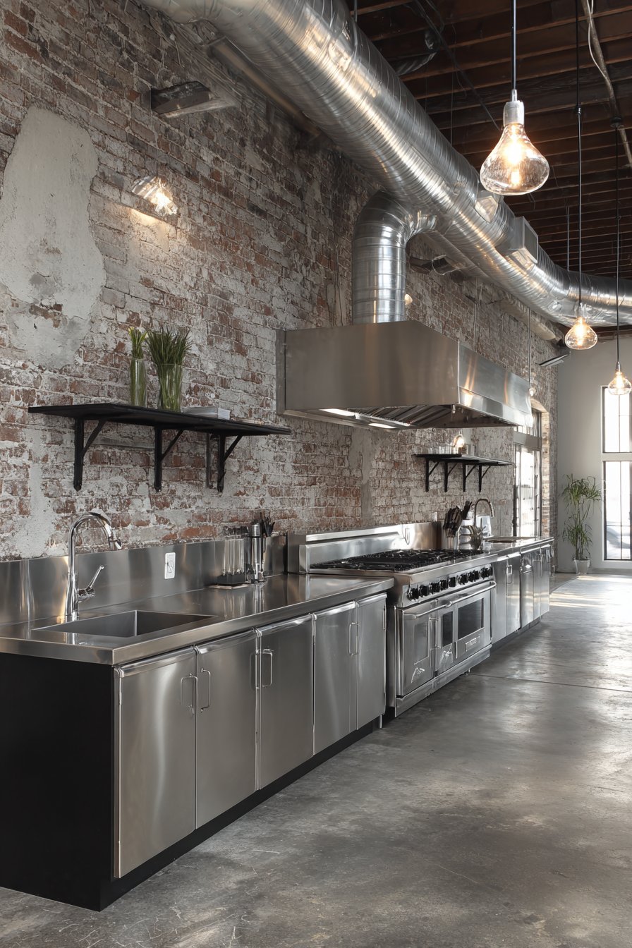 Authentic Industrial Loft Aesthetic with Exposed Stainless Steel Systems