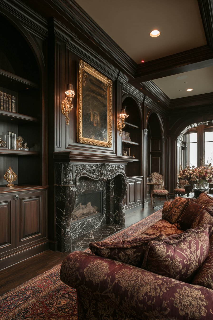 Grand Entertainment Wall with Integrated Fireplace