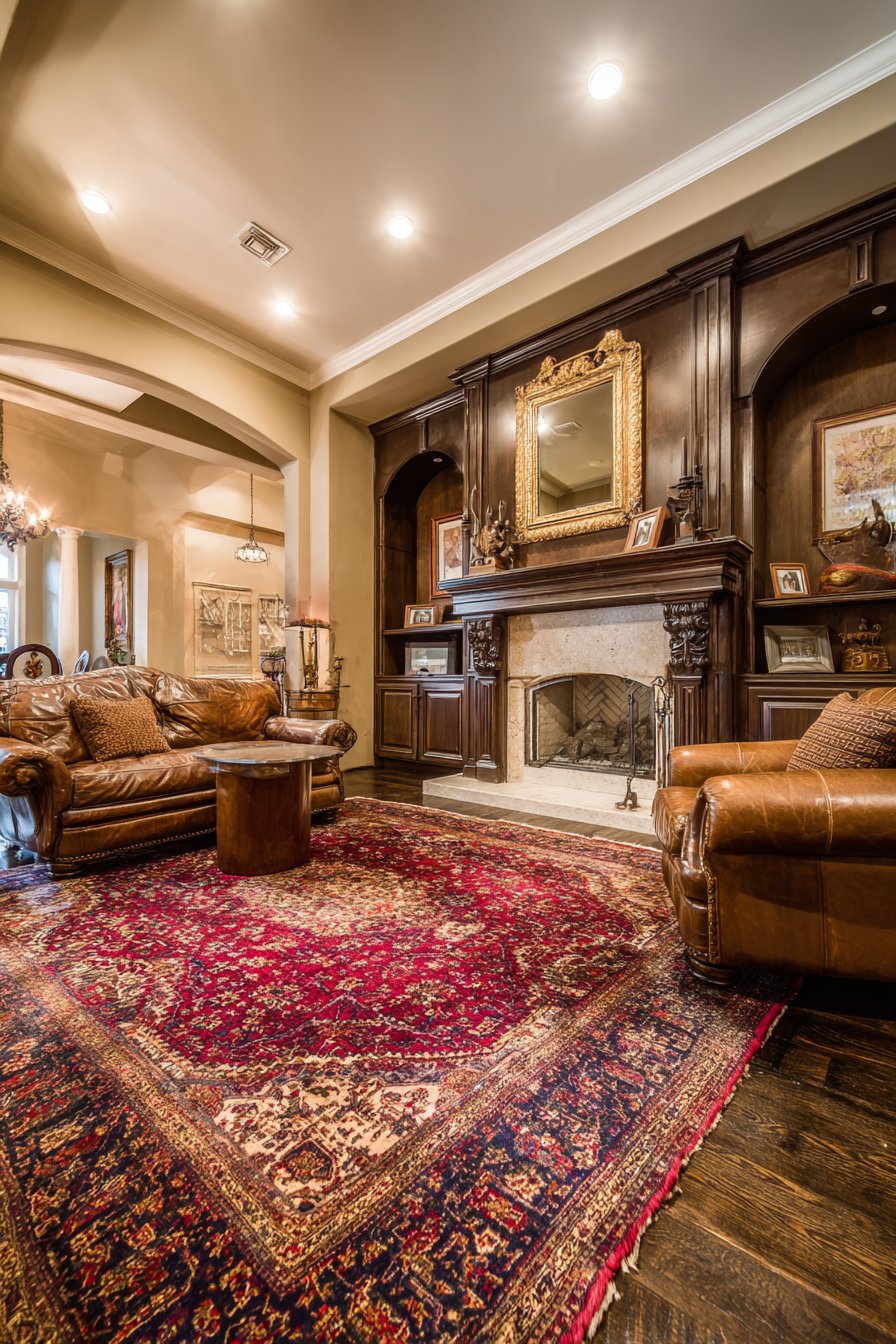 Grand Entertainment Wall with Integrated Fireplace