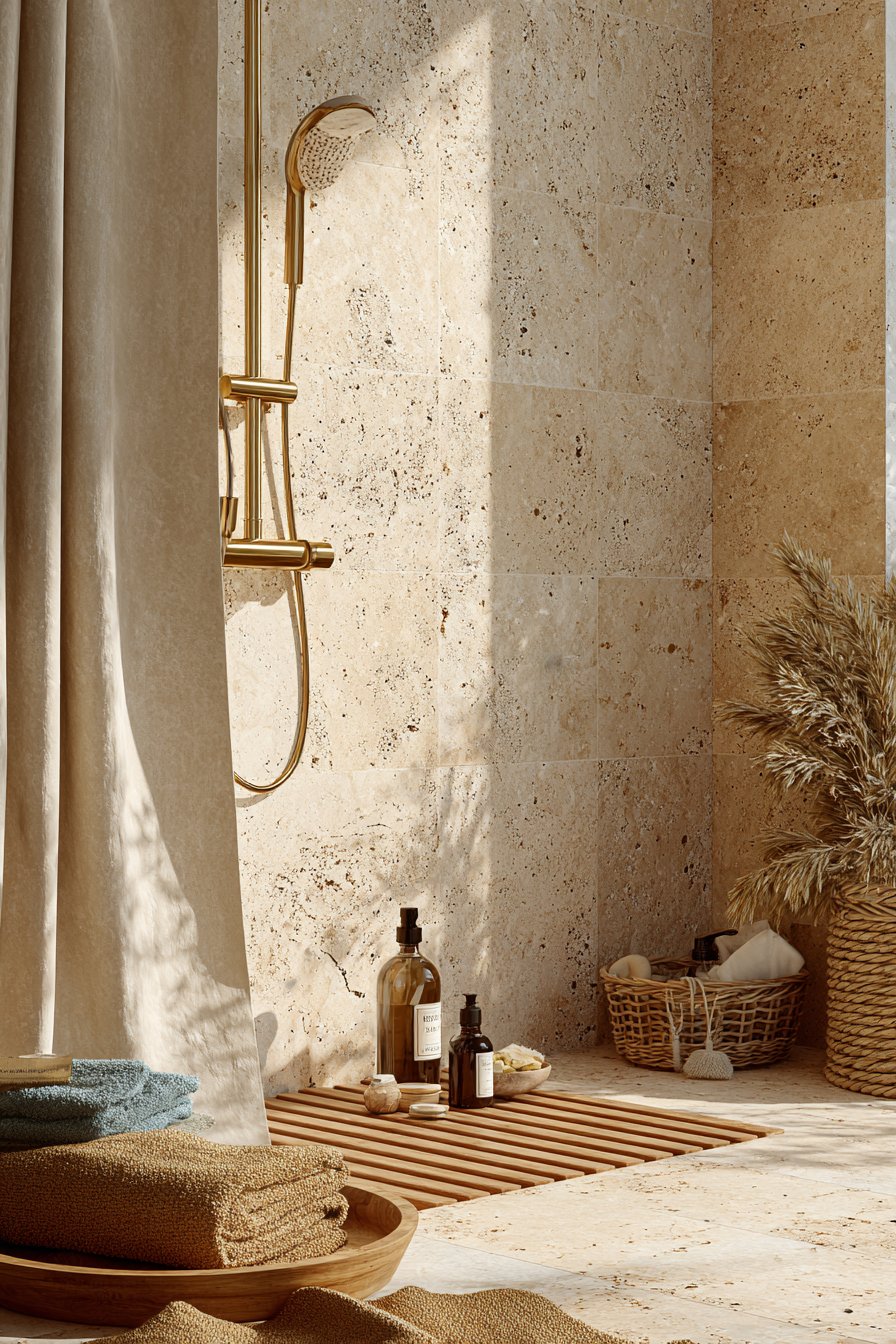 Live-Edge Wooden Vanity with Natural Material Emphasis