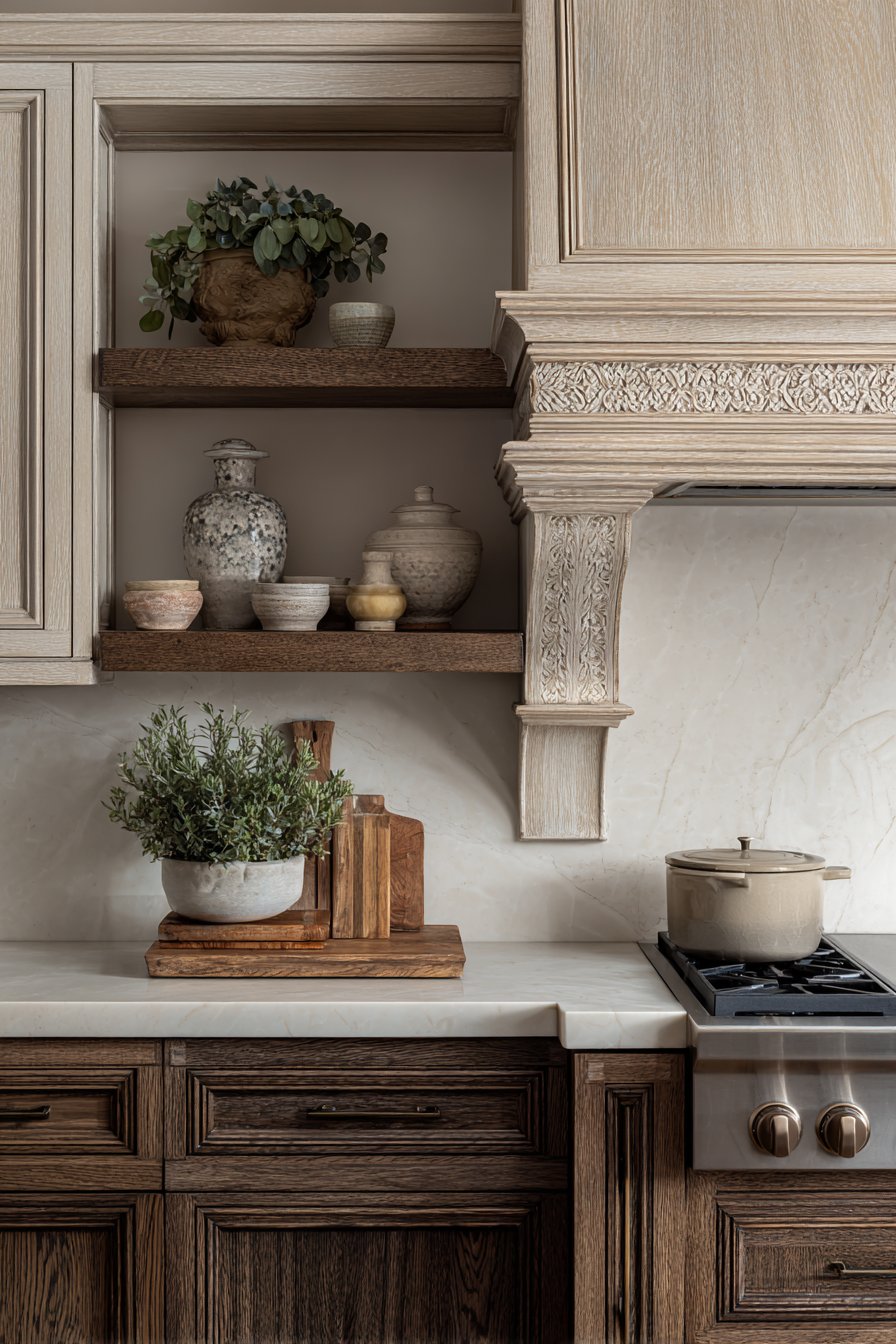 Two-Toned Wood Kitchen with Visual Drama