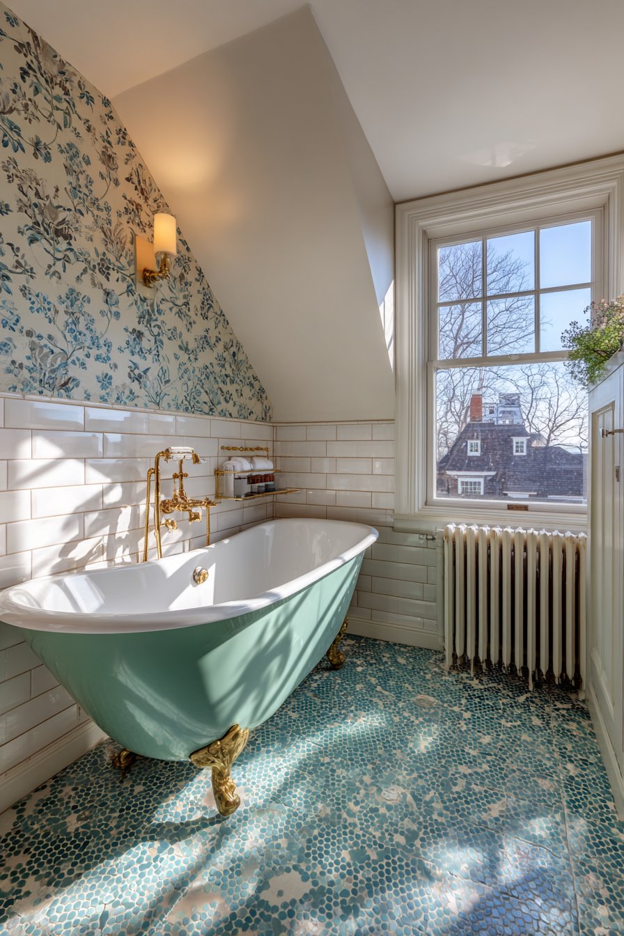 Vintage-Inspired Penny Tile Floor Design