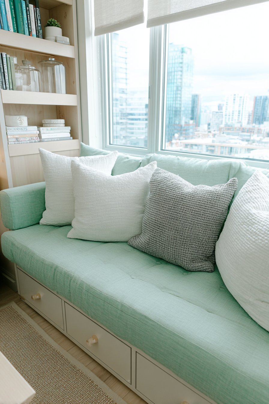 Functional Mint Green Window Seat Haven