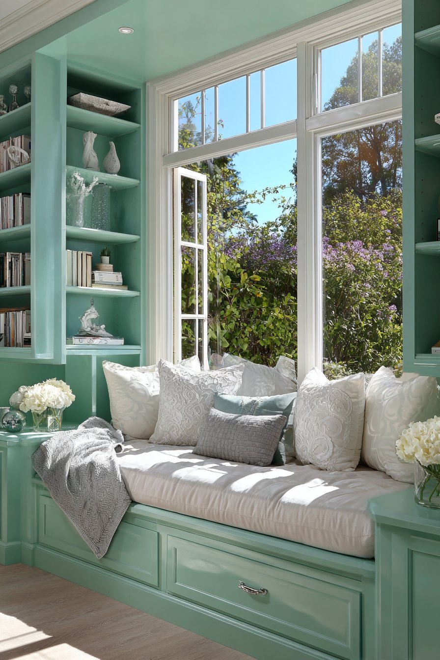 Functional Mint Green Window Seat Haven